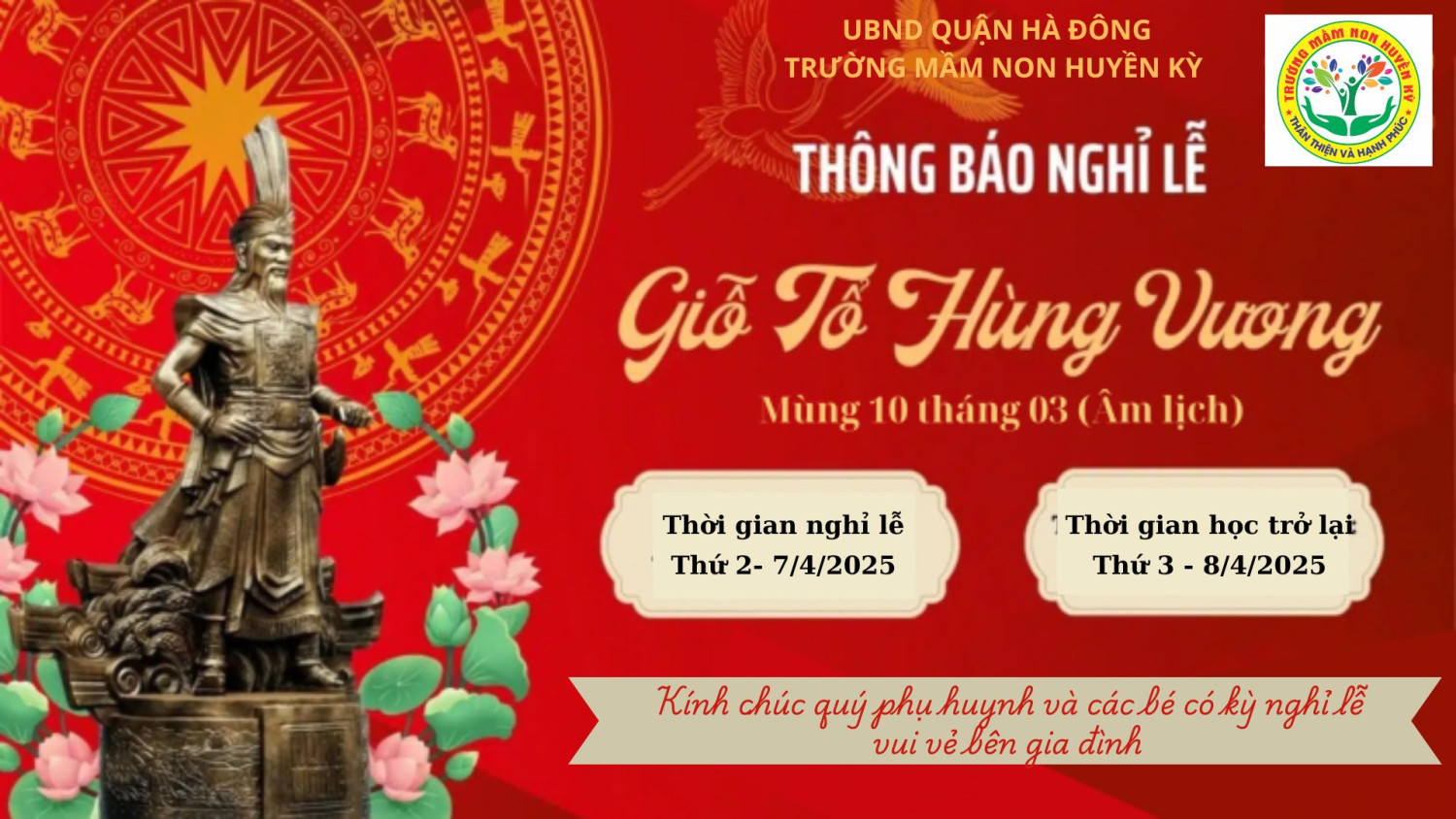 T/b nghỉ lễ Giỗ tổ Hùng Vương 10/3